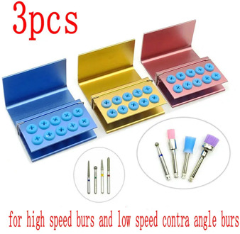 3pcs 10 Holes Dental Burs Holder Block Case for High Speed Burs& Low Speed Burs Dental Autoclavable Burs Holder