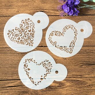 3Pcs 13Cm Ronde Hart Liefde Diy Gelaagdheid Stencils Muur Schilderen Plakboek Kleuring Embossing Album Decoratieve Template