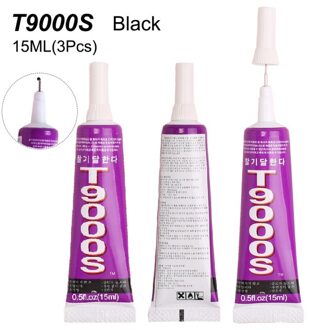 3Pcs 15Ml Super Mobiele Telefoon Screen Glas Lijm T7000 Display Reparatie Lijm B7000 Stof Textiel Sieraden Bead T9000 b6000 E8000 BlackT9000S 15ML 3stk