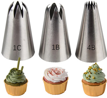 3Pcs #1C#1B#4B Rose Flower Pastry Nozzle Tips Cookies Cake Cupcake Decorating Cake Icing Piping Tips Cake Decorating Tools