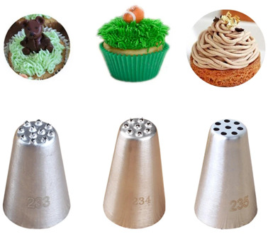 3pcs #233#234#235 Grass Cream Icing Nozzles For Decorating Cakes Pastry Fury Decoration Cupcake Head Cake Decorating Tips Tools