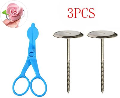 3Pcs/2Pcs/1Pcs Blauw Piping Bloem Schaar + Nail Icing Bak Cake Decorating Cupcake Gebak gereedschap Nail Decor Set Keuken Tool 3stk reeks