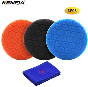 3Pcs 3 "/4"/5 "/6 "/" Inch Spons Polijsten Pad Kit Voor Auto polijstmachine Thuis Diy Wassende Buffing Foam Pad Blauw Zwart Oranje 6duim