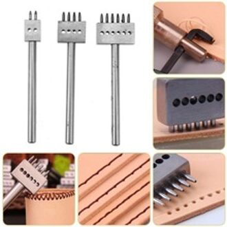 3Pcs 4Mm Ronde Leer Hobbygereedschappen Perforators Gereedschap Afstand Gat Rij Handgemaakte Ponsen Tool Leer Ponsen Tool