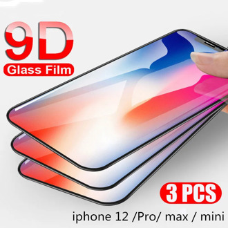 3pcs 9D Full Cover Protective Glass for IPhone 11 12 Pro Max 11 Pro 12 Screen Protector for Iphone XS Max XR XS X Tempered Glass