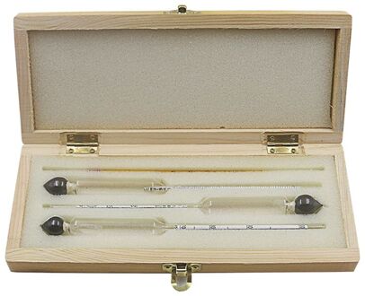 3Pcs Alcohol Meter Hydrometer Tester 0 Tot 100% Met Thermometer Gadget Case Kit Voor Wijn Instrumenten