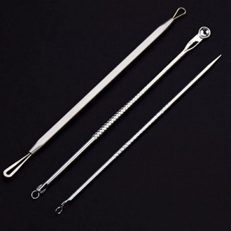 3Pcs Antibacterial Acne Cleansing Cleaning Comedone Extractor Stainless Needles Removal Blackhead Pimple Blemish Remover Tool