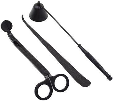 3Pcs Aromatherapie Wax Care Tool Set Lont Trimmer + Kaars Bel + Kaarsenlont Dipper 3Pcs Romantische Kaars accessoire zwart
