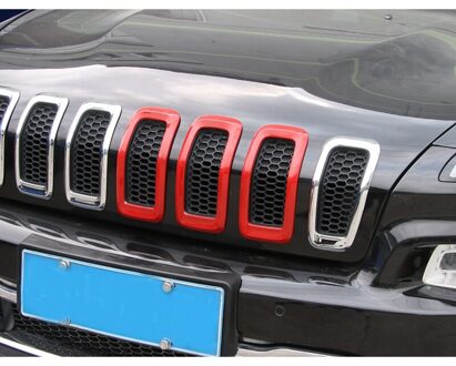 3Pcs Auto Grille Grill Ring Cover Trim Set Voor Jeep Cherokee Abs rood