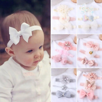 3Pcs Baby Girls Headband Infant Toddler Flower Bow Hairband Hair Band Accessories Toddler Headwear Casual Headbands Gift Set