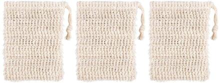 3Pcs Baden Bubble Maker Exfoliërende Zeep Pocket Zeep Saver Bag Licht Geel