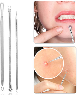 3pcs Blackhead Extractor Blackhead Comedone Acne Blemish Extractor Remover Cosmetic Stainless Needles Remove Tool Face Cleaning