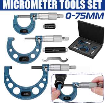 3Pcs Buiten Micrometer Set Machinist Tool 0-3 "0-75Mm Precisie 0.01Mm Nauwkeurigheid Carbide micrometer Set