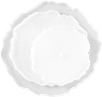 3Pcs Bureau Coaster Mallen Voor Hars Gieten Siliconen Coaster Mallen Voor Cake Houder Hars Vruchten Thee Lade Kit Party levert Bruin