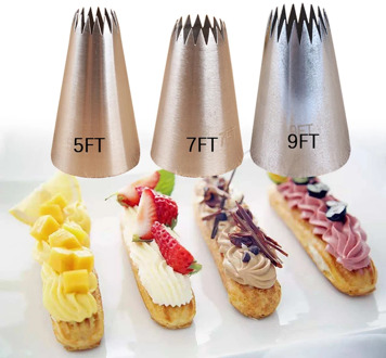 3pcs Cake Decorating Tips Set Russian Open Star Piping Nozzles Tips Cupcake Cookies Icing Piping Pastry Nozzles #5FT#7FT#9FT