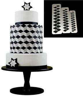 3pcs Diamond Ruit Geometrie Fondant Cookie Cutter Biscuit Fondant Cakevorm Decorateur voor Zoetwaren