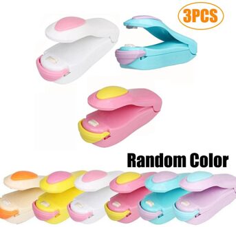 3Pcs Draagbare Mini Sluitmachine Huishoudelijke Warmte Sealer Capper Voedsel Opslag Pakket (Liep Kleur)