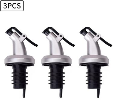 3Pcs Flessenstop Lekvrije Wijn Fles Stop Dop Wijn Schenker Tuit Stopper Dispenser Olijfolie Sproeier Keuken tool 3 stk paint zilver