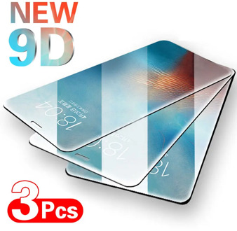 3Pcs Full Cover Protective Glass For iPhone SE 6 6s 7 8 Plus Tempered Glass Film For iPhone X XS XR 11 11 Pro Max Screen Glass