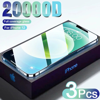 3PCS Full Cover Protective glass on For iPhone 11 12 Pro Max tempered Glass On iPhone SE 6 7 8 plus X XR XS Max Screen Protector