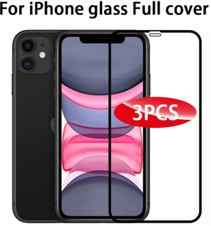 3PCS Full Cover Protective glass on For iPhone 11 12 Pro Max tempered Glass On iPhone X XR XS Max Screen Protector Curved Edge