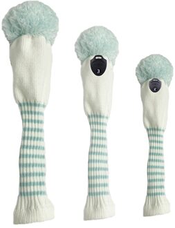 3Pcs Gebreide Golf Club Head Covers Fairway Wood Headcover Protector Guard wit Strips