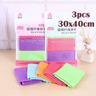 3Pcs Glas Doekjes Keuken Vaatdoek Microfiber Glas Doekjes Vis Schaal Grid Doekjes 30X40Cm Rags Schotel wassen Doek