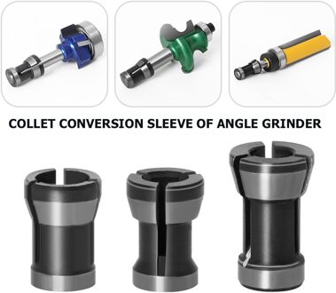 3Pcs Haakse Slijper Collet Chucks Voor Graveren Trimmen Machine Converter Carbon Staal Frezen Snijmachine Adapter