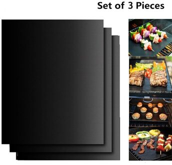 3Pcs Herbruikbare Bbq Grill Mat Draagbare Outdoor Picknick Koken Non Stick Grill Mat Barbecue Oven Tool Pad Bakplaat