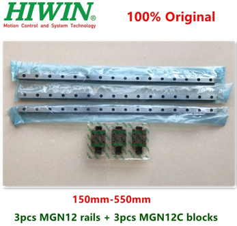 3pcs Hiwin linear guide MGN12 150 200 250 300 330 350 400 450 500 550 mm MGNR12 rail + 3pcs MGN12C block carriage 3D printer CNC