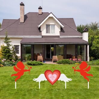 3Pcs Home Garden Outdoor Decoratie Valentijnsdag Liefde Gazon Decoratie Teken Tuin Decor Vlag Home Decor Valentines