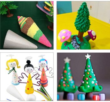 3Pcs Kegelvorm Piepschuim Schuim Diy Kerstboom Voor Kids Schilderen Ambachten