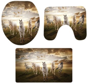 3Pcs Kerst Badkamer Antislip Voetstuk Tapijt + Gordijnen Voetstuk Tapijt Deksel Wc Cover Badmat Set Kerst decoraties