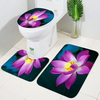 3Pcs Kerst Rendier Slee Badkamer Voetstuk Tapijt + Deksel Wc Cover + Badmat Set Antislip Thuis bad Decor Zacht Tapijt Tapijt