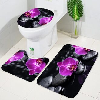 3Pcs Kerst Rendier Slee Badkamer Voetstuk Tapijt + Deksel Wc Cover + Badmat Set Antislip Thuis bad Decor Zacht Tapijt Tapijt