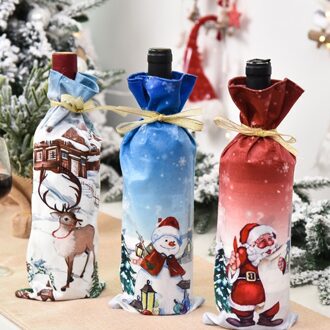 3Pcs Kerst Wijnfles Stofkap Zak Kerstman Noel Diner Tafel Decor Kerst Decoraties Voor Huis