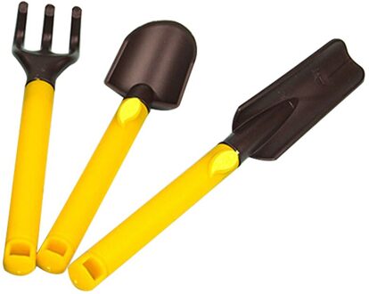 3Pcs Kids Tuingereedschap Kit Plastic Veilig Tuingereedschap Troffel Rake Schop SMD66 geel