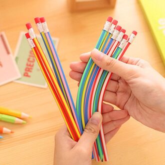 3Pcs Kleurrijke Magic Bendy Flexibele Zacht Potlood Met Gum Kinderen Schrijven