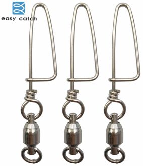 3Pcs Kogellager Vissen Swivel Met Coastlock Snap Zilver/Zwart Roestvrij Staal Vissen Lokken Connector Accessoires Size5 55mm