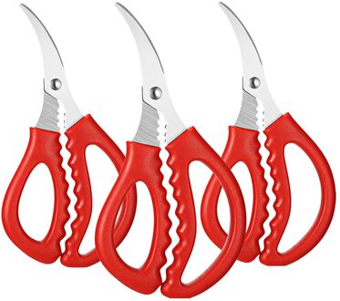 3Pcs Koken Gereedschap Zeevruchten Schaar Roestvrijstalen Keuken Schaar Multifunctionele Kreeft Garnalen Vis Krab Schaar Rood Zwart