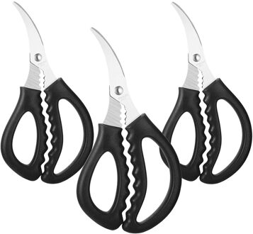 3Pcs Koken Gereedschap Zeevruchten Schaar Roestvrijstalen Keuken Schaar Multifunctionele Kreeft Garnalen Vis Krab Schaar Rood Zwart
