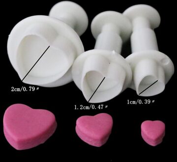 3Pcs Liefde Hart/Ster Vormige Biscuit Cookies Cutter Plastic Fondant Cake Plunger Cake Decorating Keuken Bakken Accessoires hart reeks