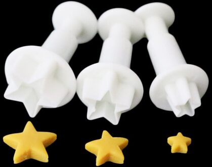 3Pcs Liefde Hart/Ster Vormige Biscuit Cookies Cutter Plastic Fondant Cake Plunger Cake Decorating Keuken Bakken Accessoires ster reeks