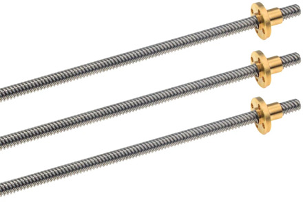 3pcs/lot 3D Printer THSL-400-8D Trapezoidal Rod Lead Screw Thread 8mm T8 Lead8mm Length100mm200mm300mm400mm500mm with Brass nut