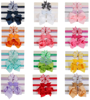 3pcs/lot Baby Girls Ribbon Bow Hair Bands Kids Elastic Floral Bowknot Headband Photo Props Cute Gifts Sets Hair Accessories
