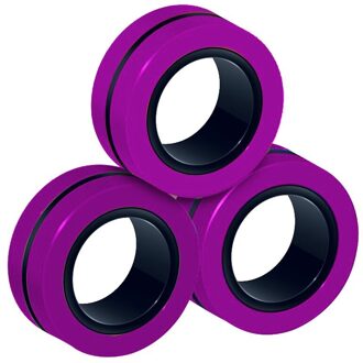 3Pcs Magnetische Ringen Magnetische Armband Ring Unzip Speelgoed Vinger Top Magic Ring Props Gereedschap Decompressie Speelgoed Magnetische Armband Ring paars