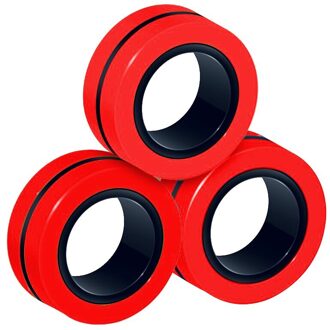 3Pcs Magnetische Ringen Magnetische Armband Ring Unzip Speelgoed Vinger Top Magic Ring Props Gereedschap Decompressie Speelgoed Magnetische Armband Ring rood