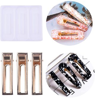 3Pcs Meisje Haar Clip Uv Resin Mold Voor Diy Handgemaakte Haar Pin Sieraden Accessoires Gereedschap Resin Mold Hars Sieraden klei Mallen #5G B