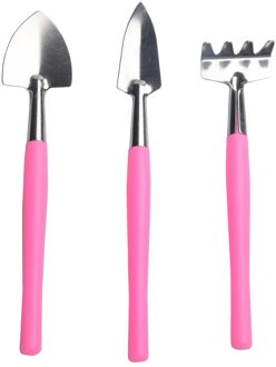 3Pcs Mini Draagbare Tuingereedschap Metalen Kop Schop Hark Spade Plant Tuin Bodem Bloei Houten Handvat Tool Set 3stk B