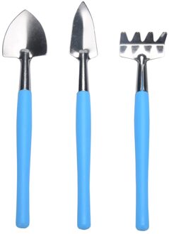 3Pcs Mini Draagbare Tuingereedschap Metalen Kop Schop Hark Spade Plant Tuin Bodem Bloei Houten Handvat Tool Set 3stk C
